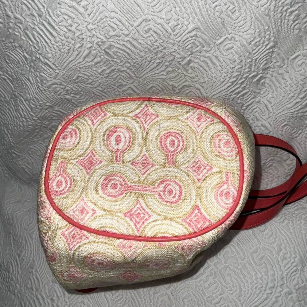 Coach Mini Dempsey Bucket Jacquard Rose PINK Leather Trim. - Picture 8 of 9